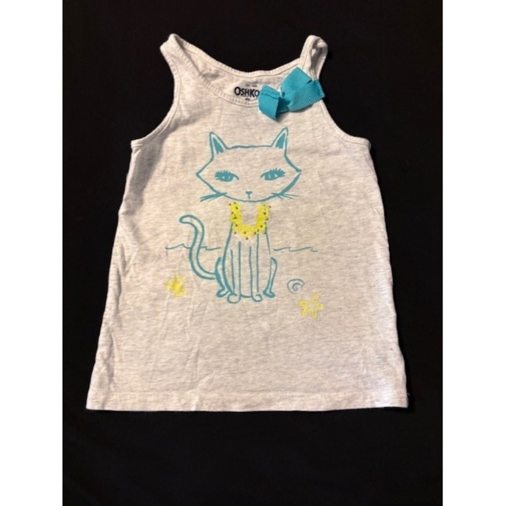 oshkosh b'gosh light gray tank with cat size 5T